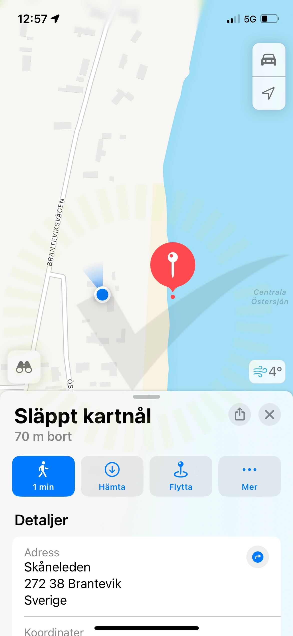Placering nära hav