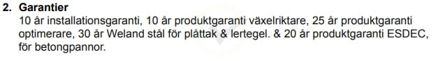 Avtalat montagesystem ej levererat