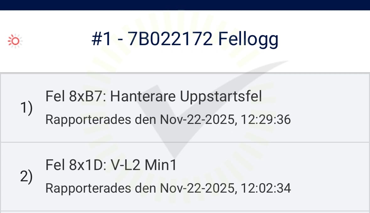 Felmeddelanden växelriktare